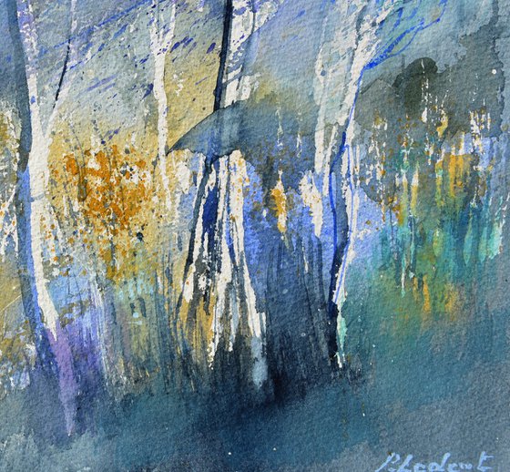 Blue forest  watercolor