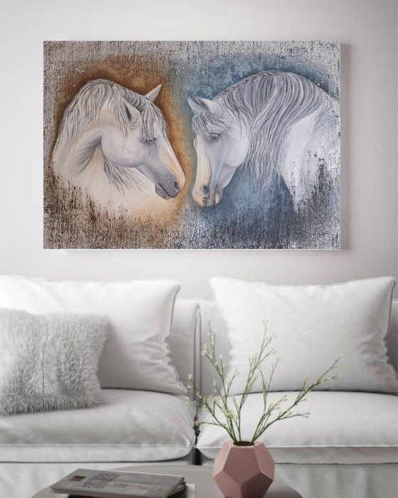 HORSES acrylic painting on canvas 100x70cm