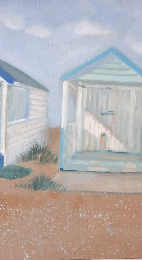 Weathered beach huts by Mary Stubberfield