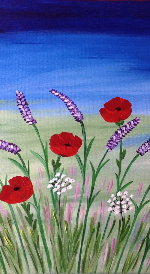 Poppy and Lavender by Saroj Buch