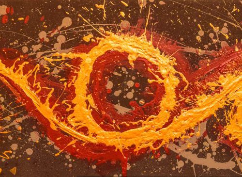Flame on Fire" painting art canvas - 36 x 12" by Stuart Wright