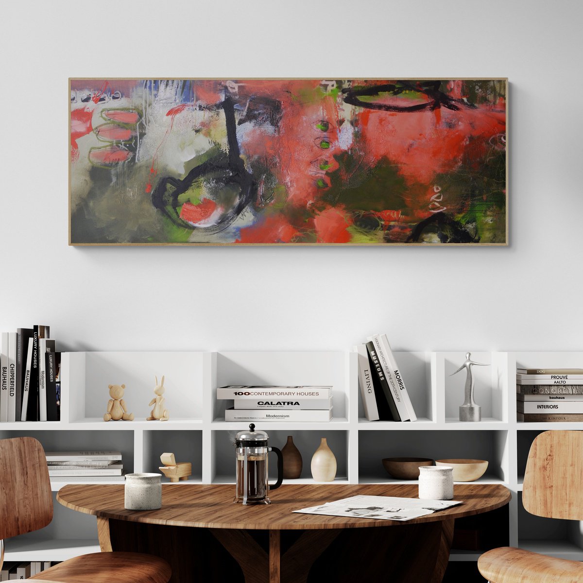 Expressive Abstract Acrylic Painting By Daniela Schweinsberg, 63 X 24, Springtime, Original Artwork