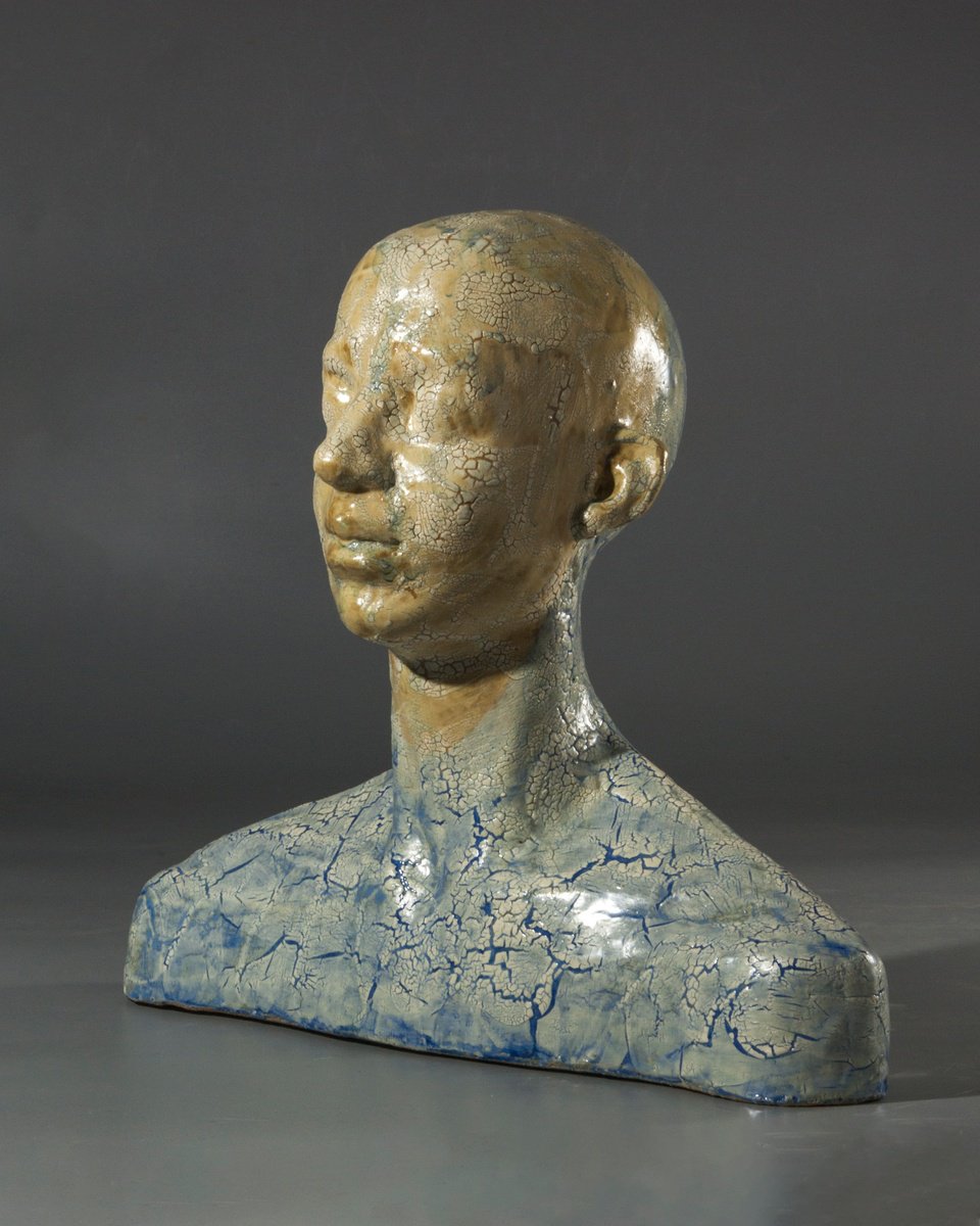 Abstract Portrait Clay Sculpture By Nadiia Otriazha, 15 X 13", Bust_14, Original Artwork