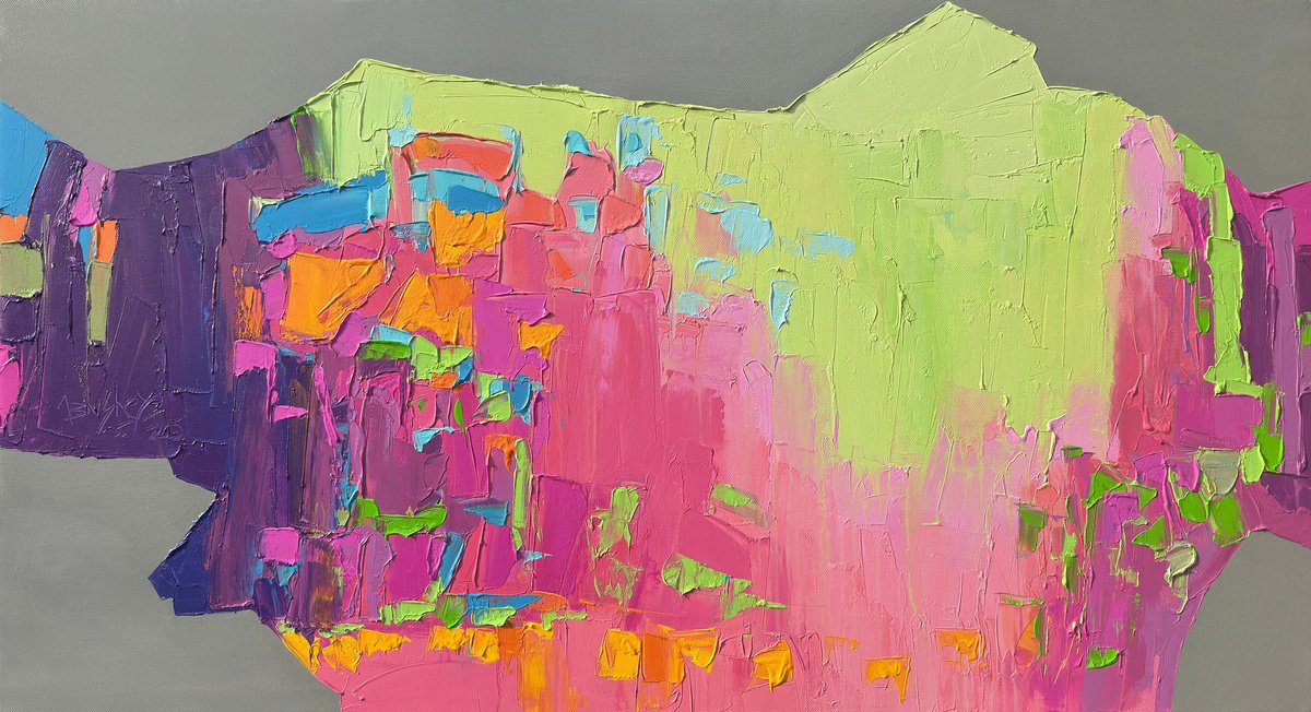 Abstract Acrylic Painting By Abhishek Kumar, 54 X 30, Garden Abstraction, Original Artwork