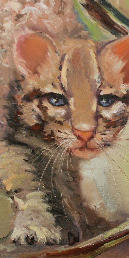 Young ocelot  / Original Oil Painting by Salana Art