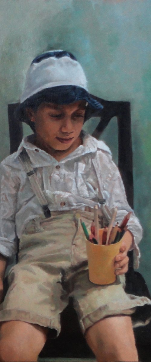 Kid with pencils by Radosveta Zhelyazkova