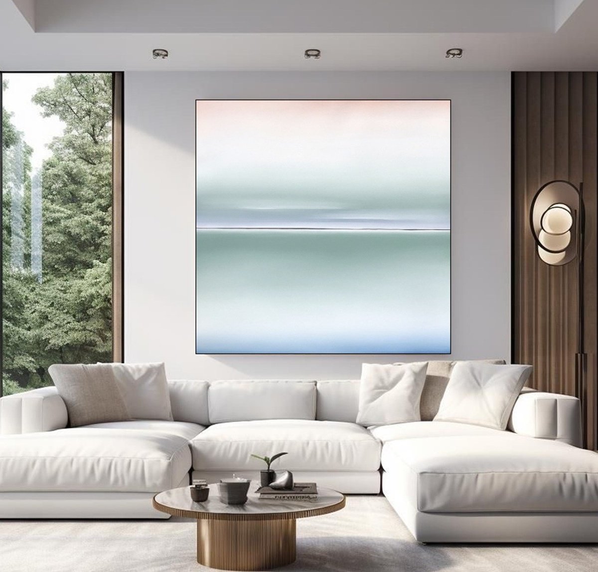 Surrealistic Landscape Oil Painting By Larissa Uvarova, 39 X 39", Horizon Of Emotions #103, Original Artwork