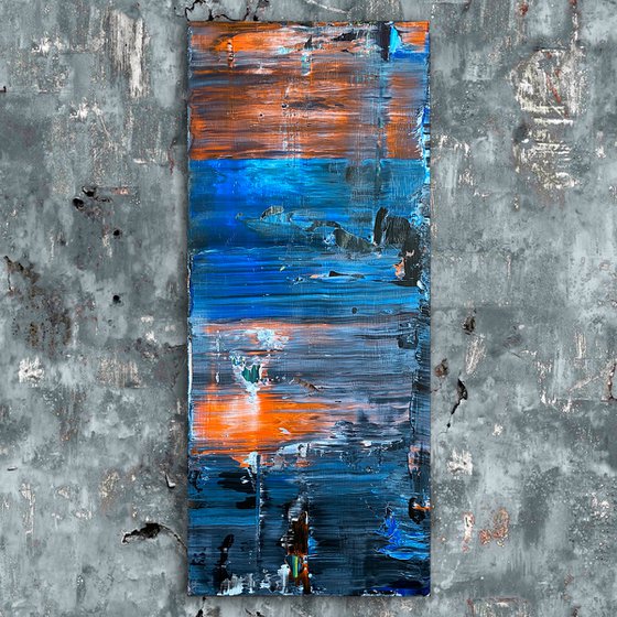 "Tower Of Ghosts" - FREE USA SHIPPING - Original PMS Abstract Acrylic Painting On Reclaimed, Upcycled Wood - 20" x 48"