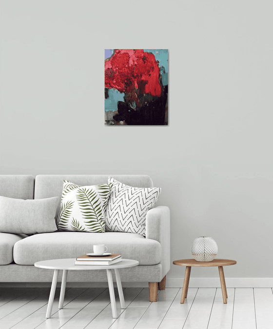 The red flowers.