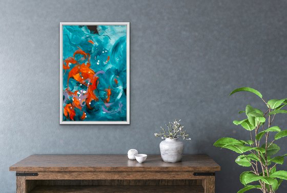 Tohu-bohu - Original mixed-media colourful abstract painting - Ready to hang