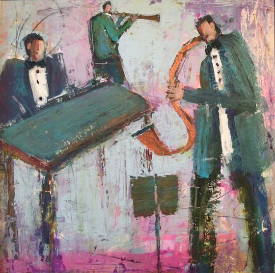 Three Musician Paintings Framed.  LOVE SONGS.