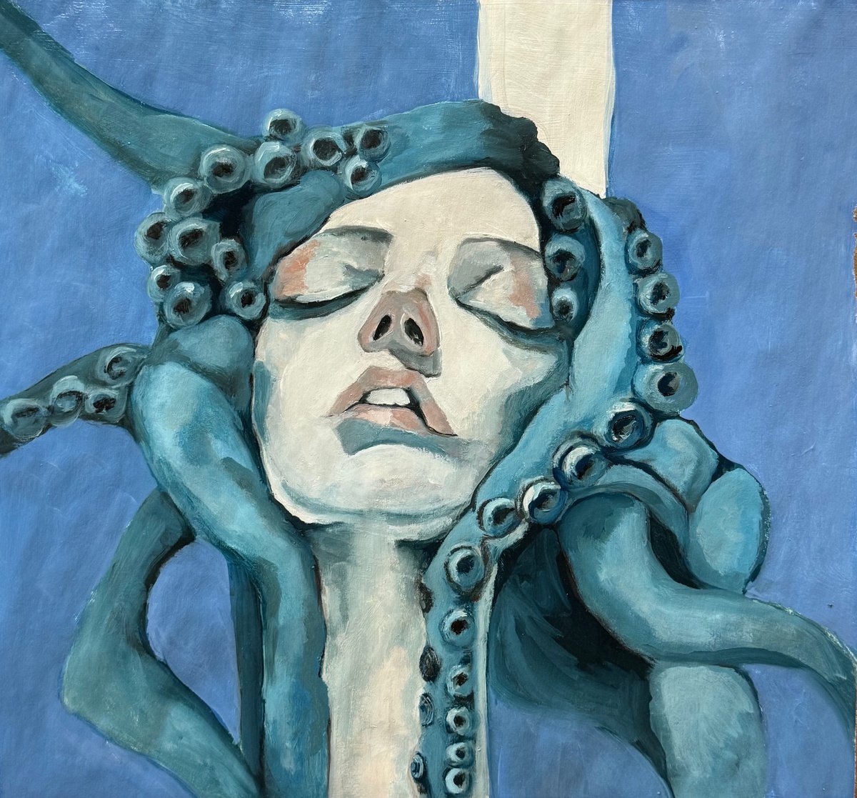 Impressionistic Portrait Oil Painting By Lola Jovan, 13 X 12", From The Outside In, Original Artwork