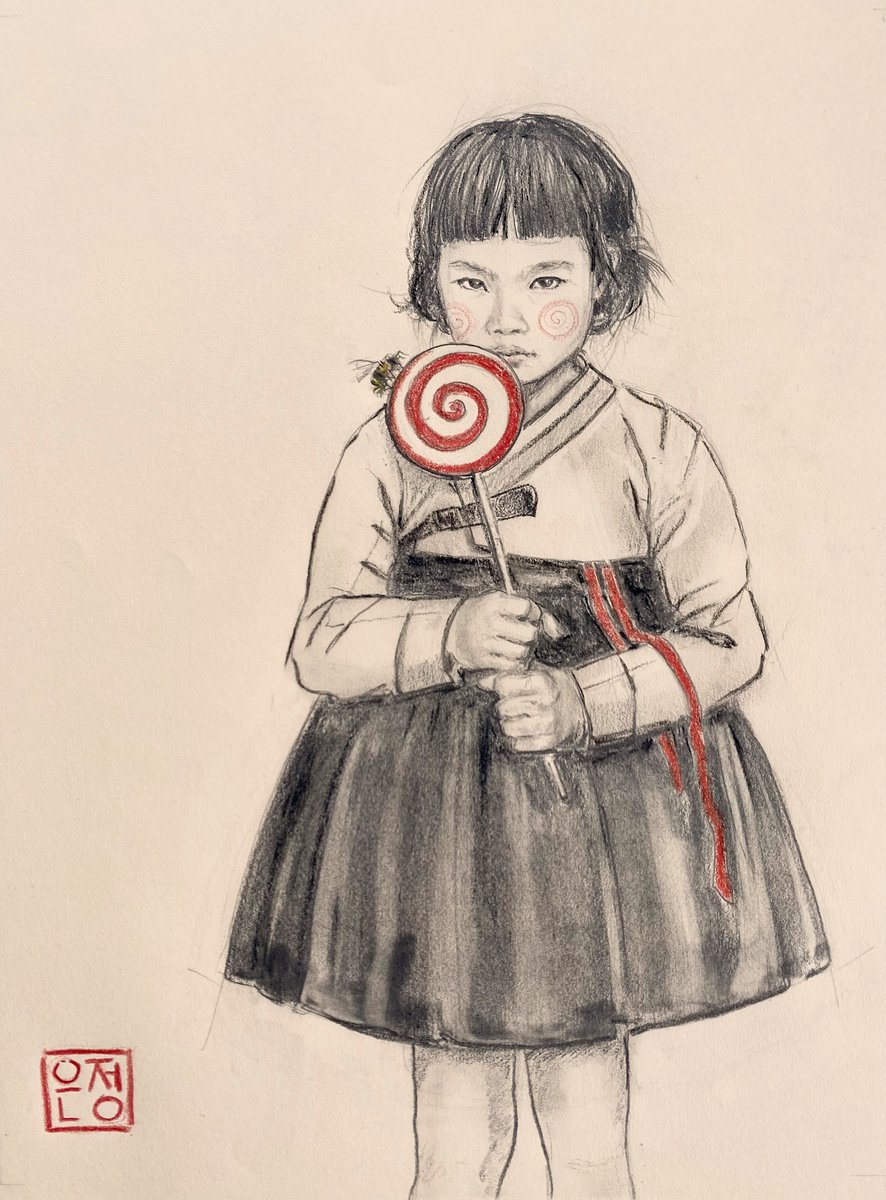 Pencil sketch of Korean girl / reserved for the exhibition till the end of March by Natali pArt
