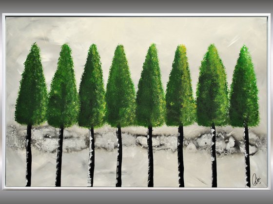 Green Spring  acrylic abstract painting nature painting framed canvas wall art