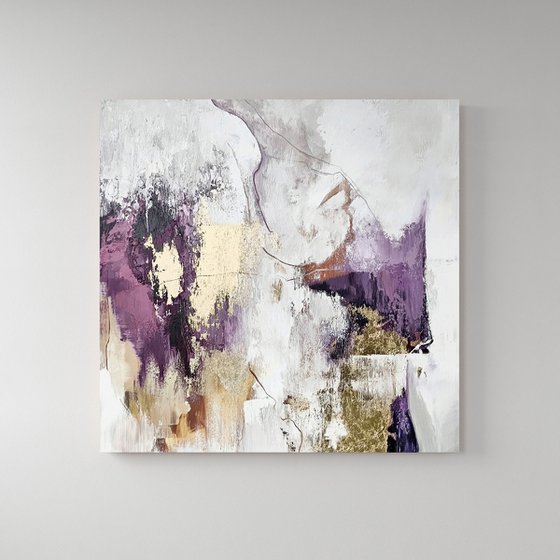 "Pink Sobriety" Abstract purple gold wall art