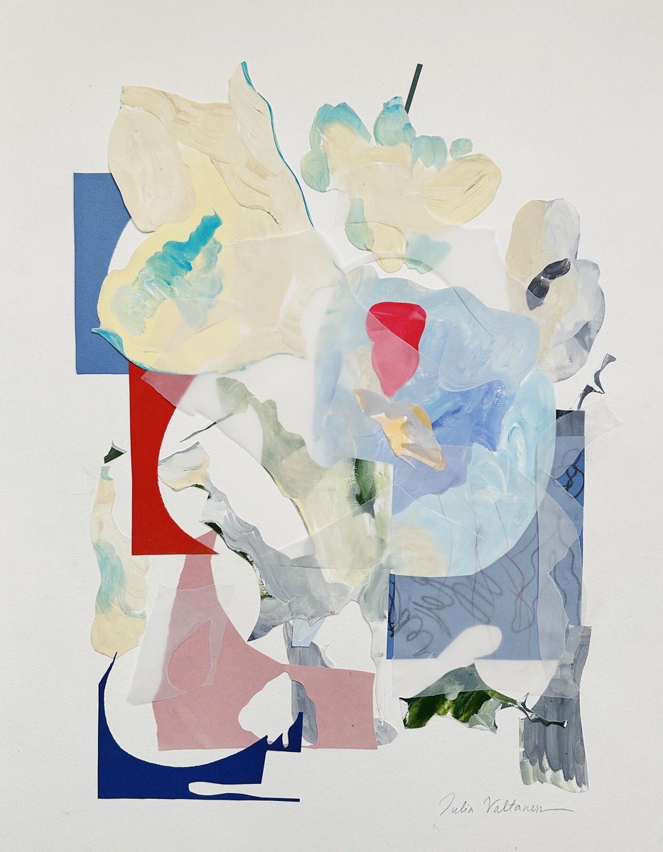 Organic Abstract Collage By Julia Valtanen, 20 X 26", Clouds, Original Artwork