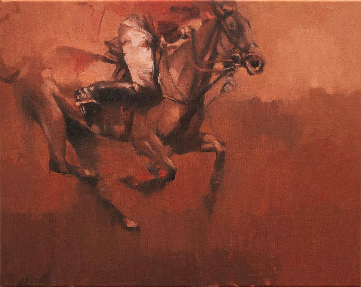 Expressive Animal Oil Painting By Zil Hoque, 20 X 16", Centaur (Study 1), Original Artwork