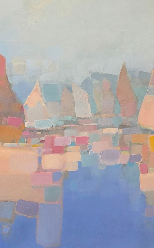 Sail Boats, Original oil painting, Handmade artwork, One of a kind by Vahe Yeremyan