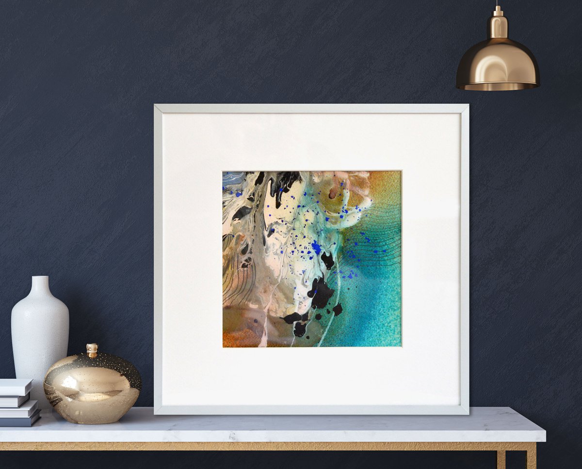 Organic Abstract Painting By Milena Gaytandzhieva, 13 X 13", Marble World 5, Original Artwork