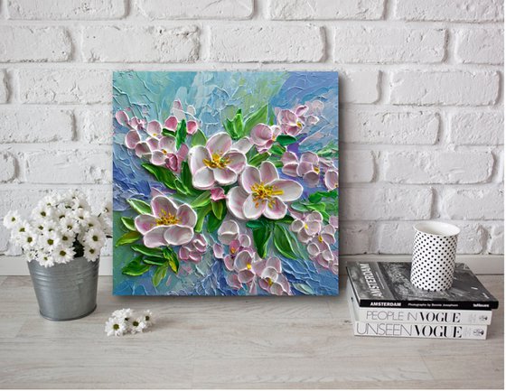 Apple Blossom Flowers - Impasto Spring Tree Flowers