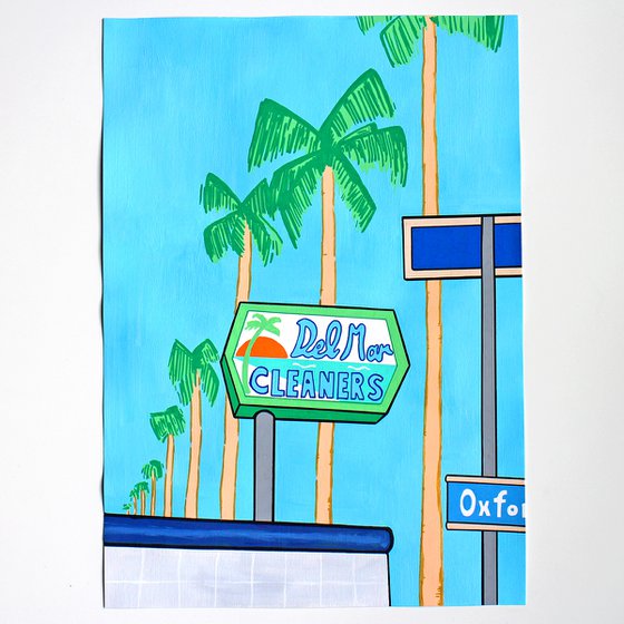 Los Angeles Street Corner 1 - Painting on Unframed A3 Paper