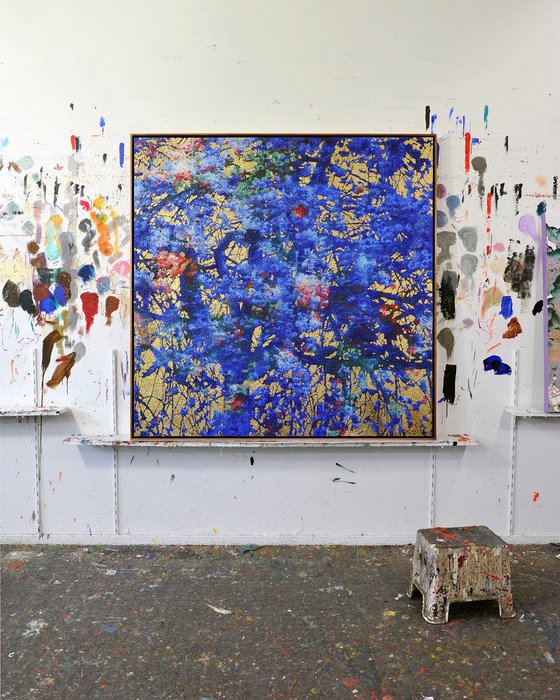 Cobalt & Gold cherry blossom