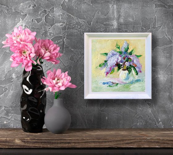 Lilac Painting Original Art Small Floral Artwork Flower Wall Art