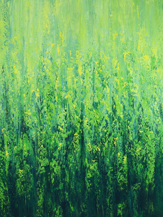 Cascading Green - Modern Abstract Green Field