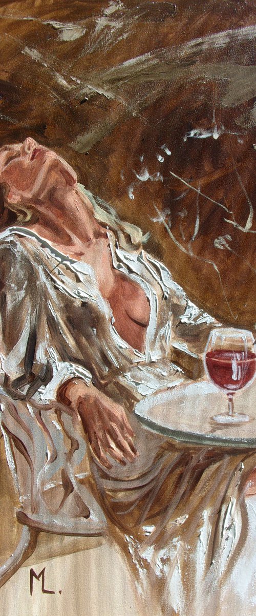 " SOMETHING IN THE AIR ... "- QUEEN liGHt  ORIGINAL OIL PAINTING, GIFT, PALETTE KNIFE (2021) by Monika Luniak