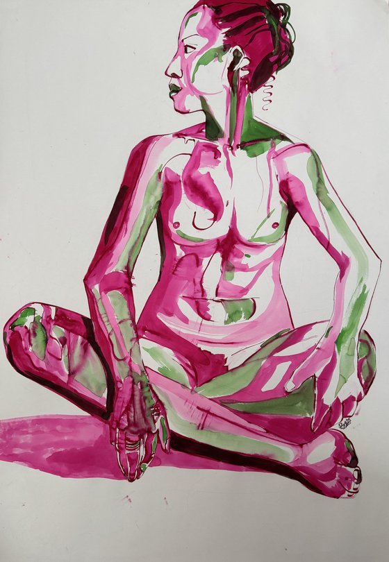 Pink Female seated nude