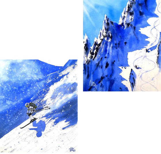 Skiers in the Alps mountians