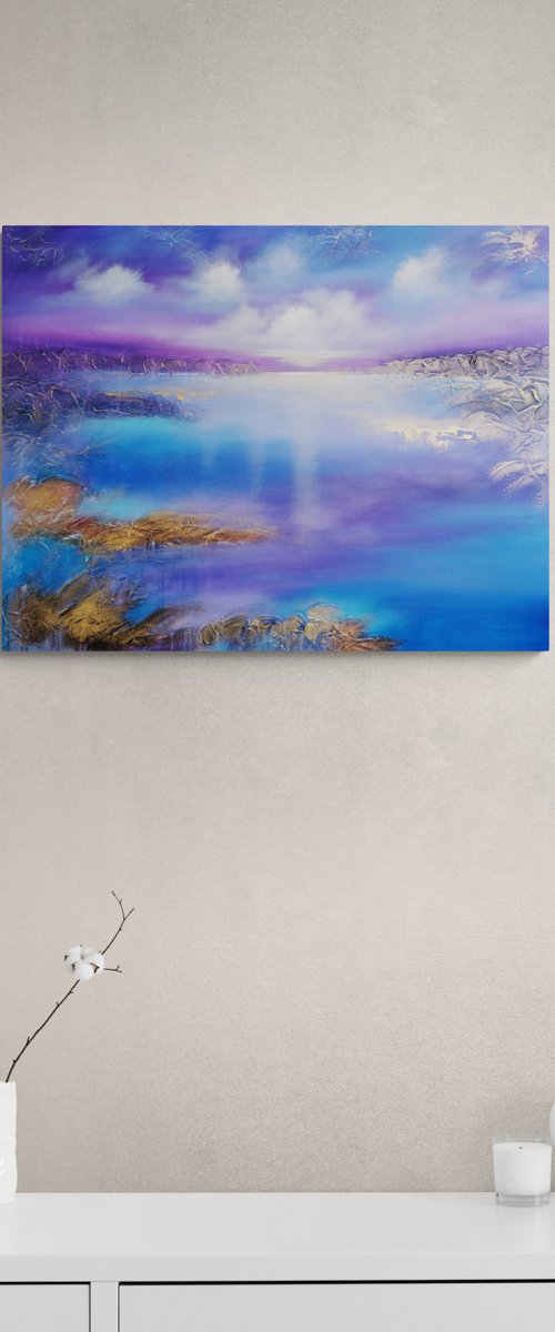 A XL large beautiful modern semi-abstract seascape painting "Miracle moment" by Vera Hoi