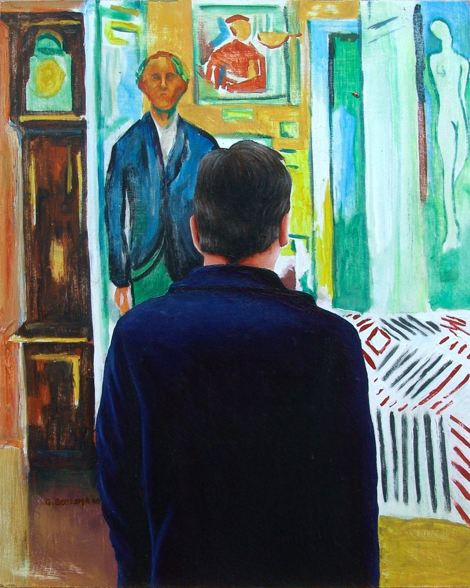 Photorealistic Portrait Acrylic Painting By Gerard Boersma, 16 X 20, Self Portrait Edvard Munch, Original Artwork