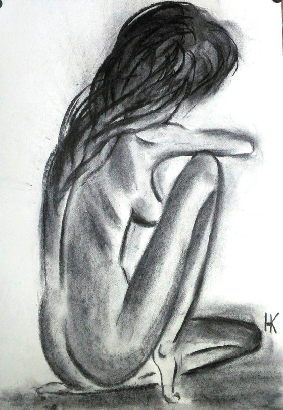 Female Nude charcoal artwork