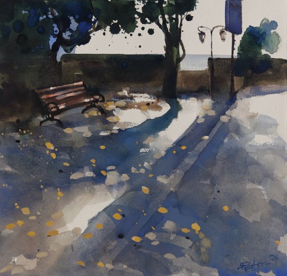Sparkling shadows, waiting bench 2