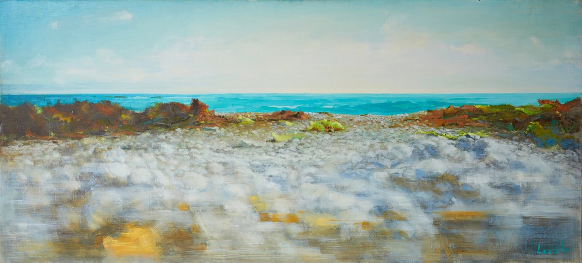 Impressionistic Landscape Oil Painting By Alexander Levich, 87 X 39, Sea, The Way I Like It, Original Artwork