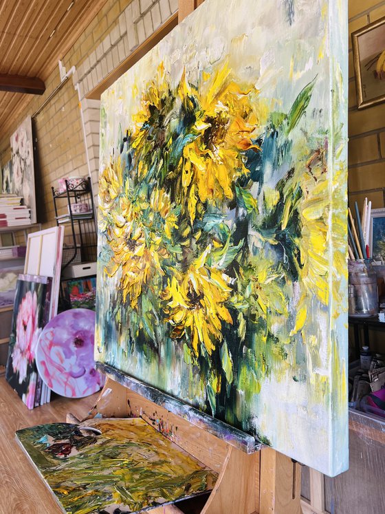 HAPPY DAY -  Sunflower Paradise. Summer landscape. Abstract summer.