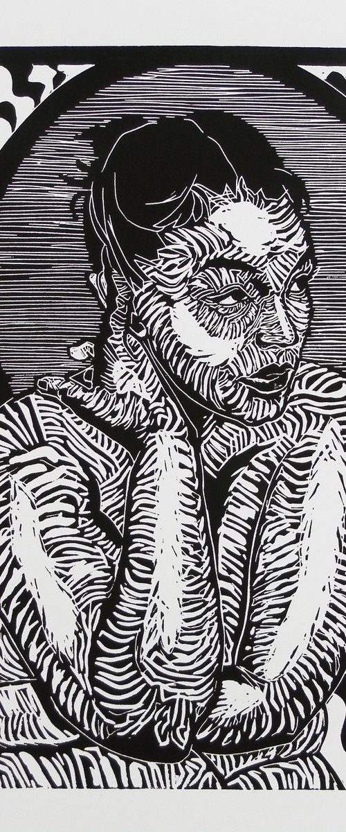 Nude Lino Cut Hand Pulled Print by Andrew Orton