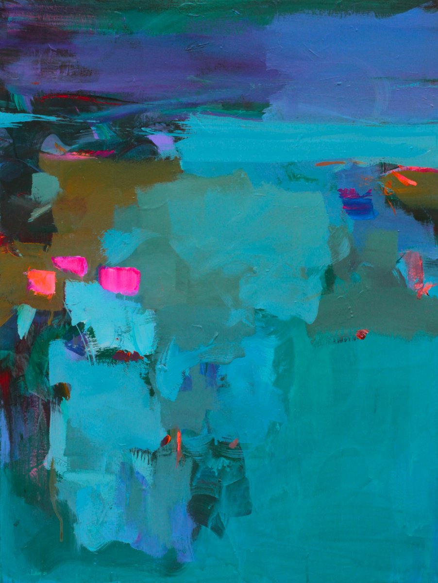 Abstract Acrylic Painting By Ute Laum, 24 X 31", 