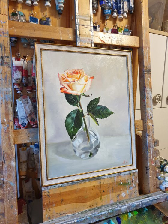 "A little tenderness on a cloudy day. " rose painting 2021