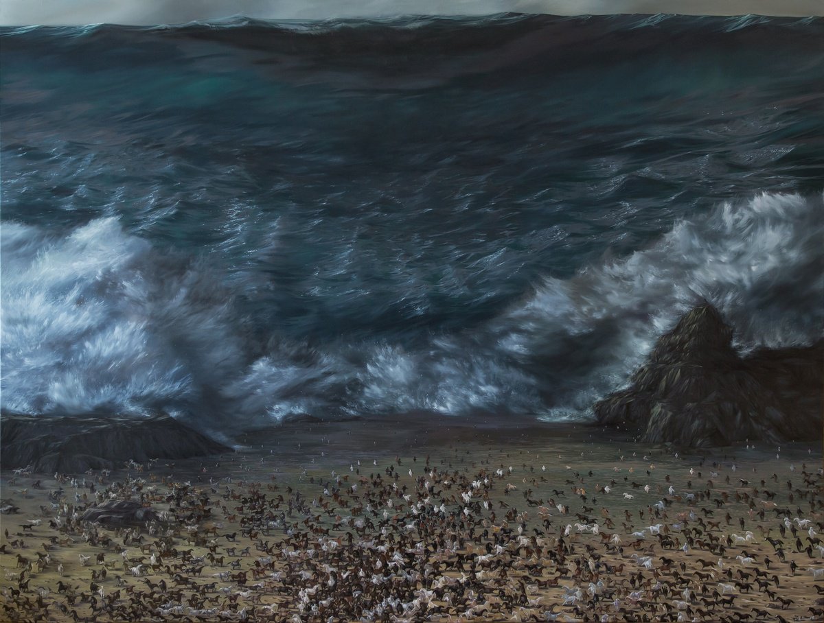 Surrealistic Landscape Oil Painting By Anastasia Parfilo, 79 X 59, A Despair, Original Artwork