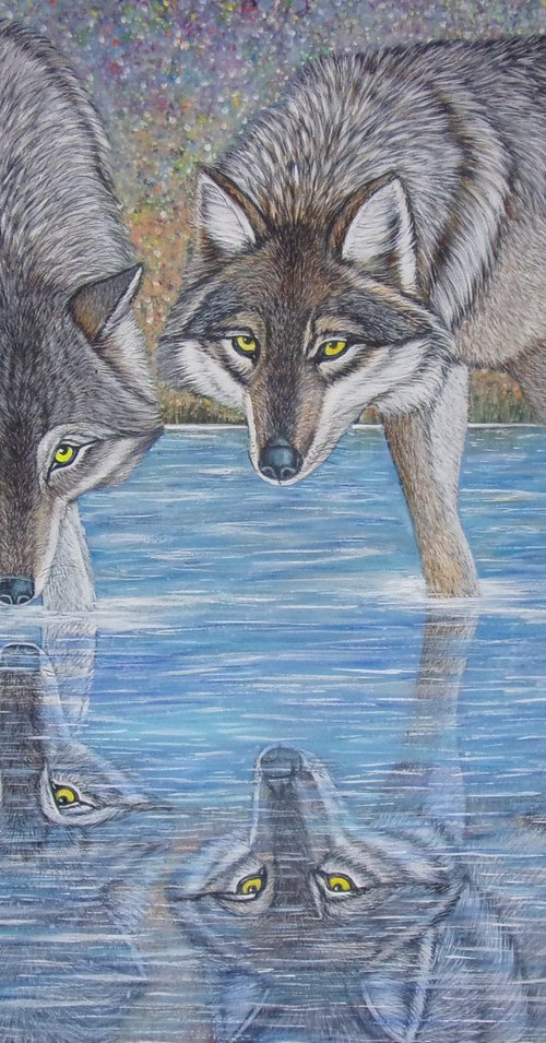 Wolves Reflection by Sofya Mikeworth