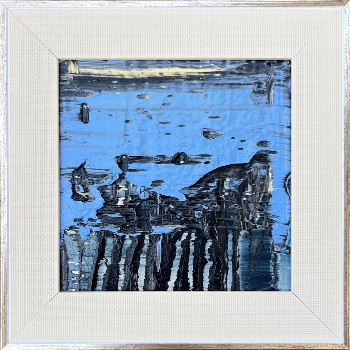 Abstract Oil Painting By Svitlana Andriichenko, 8 X 8", Mirage Over Black Harbor, Original Artwork