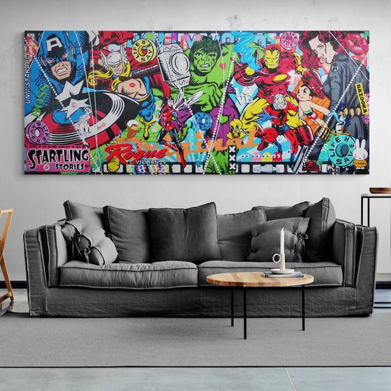 Magnificent Seven Rides Again 240cm x 100cm Textured Urban Pop Art