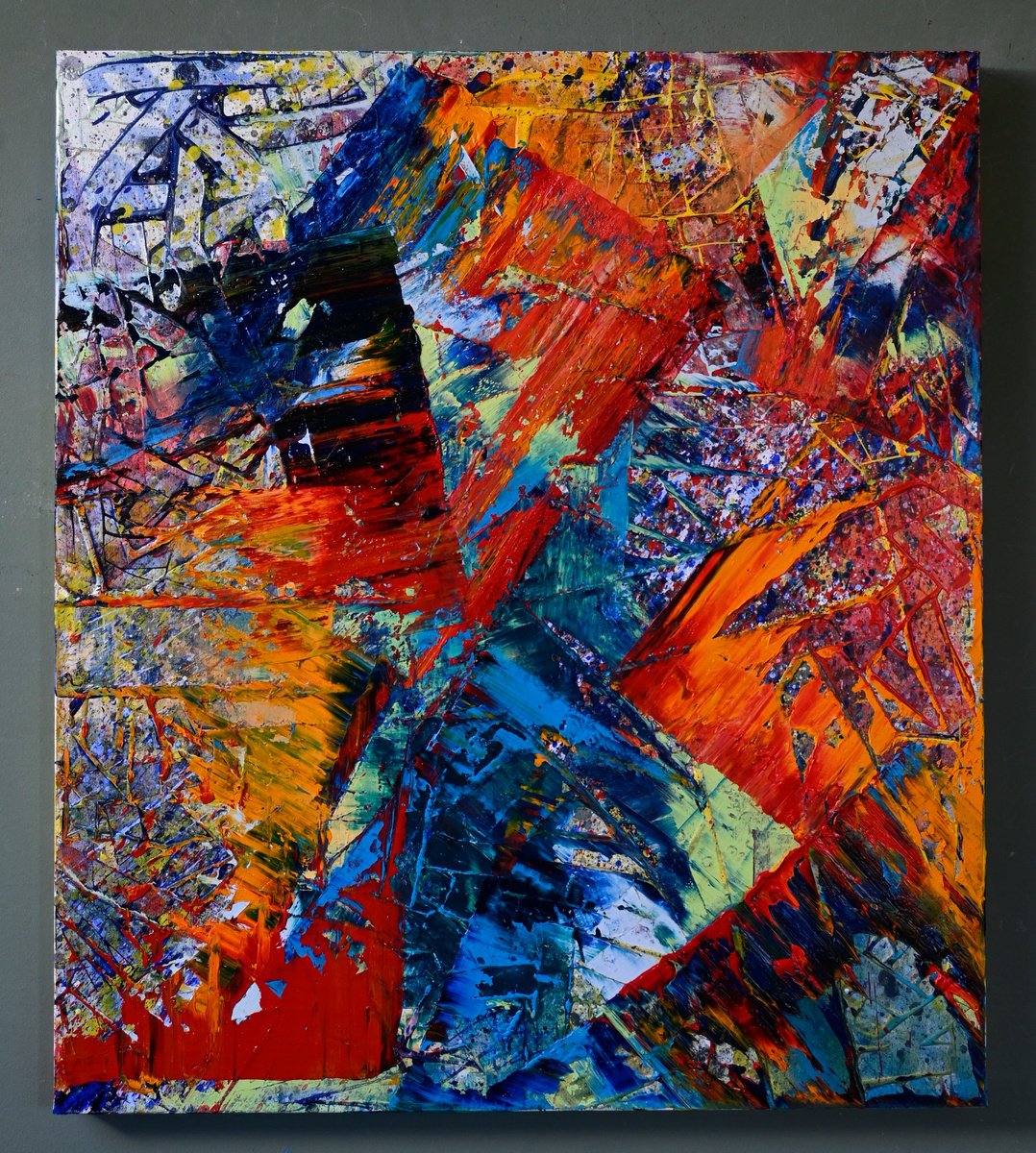 Organic Abstract Painting By Giuseppe Pastore, 28 X 31, Motus Perpetuus, Original Artwork