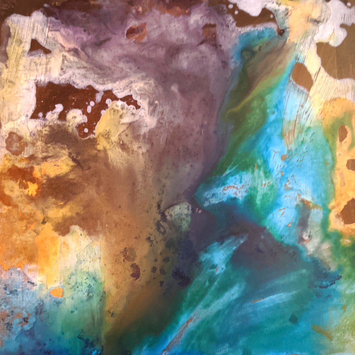 Abstract Painting By Shelli Finch, 12 X 12", Land Of Oz, Original Artwork