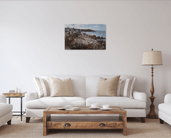 Seashore painting Old Chersonesos Original oil seascape painting