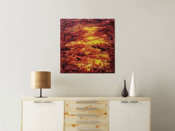 "Firestarter" - Original PMS Abstract Acrylic Painting On Canvas - 30" x 30"