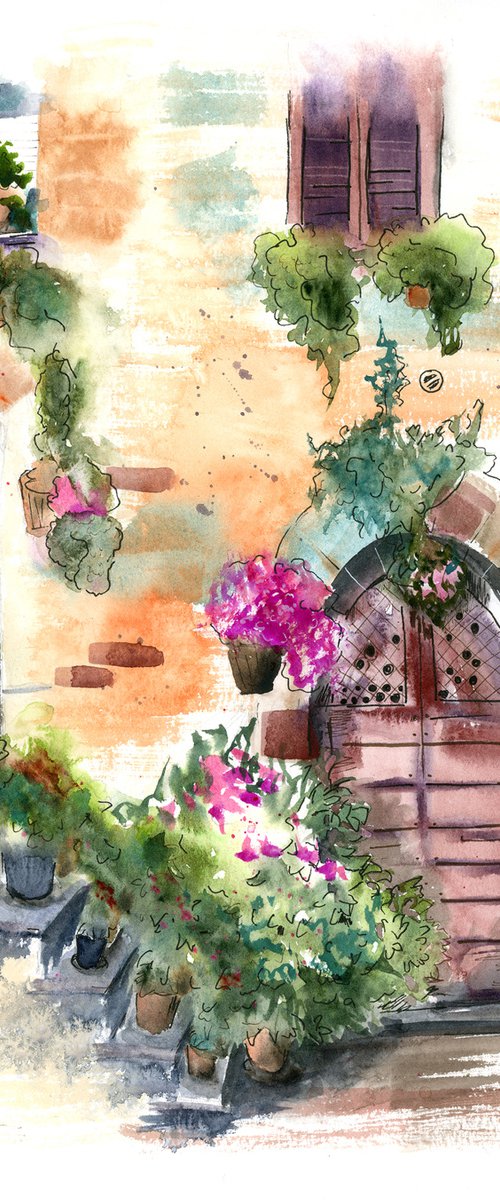 Italian house - Architecture sketch by Olga Tchefranov (Shefranov)