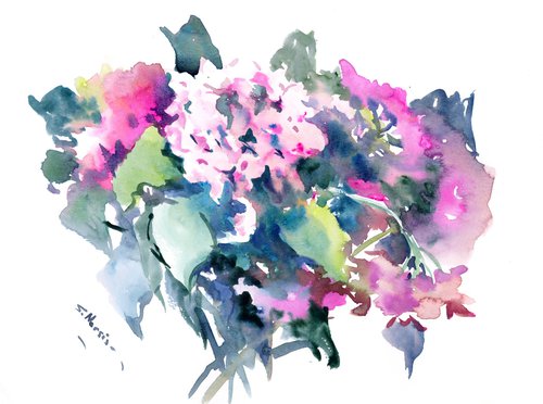 Pink Hydrangea Flowers by Suren Nersisyan
